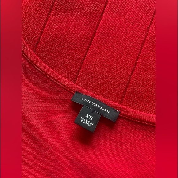 Ann Taylor Stretch Knit Sweater Fit & Flare Red Dress - Picture 13 of 14